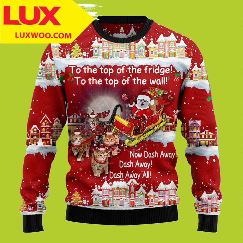 Cat Sleigh Cat Ugly Christmas Sweater