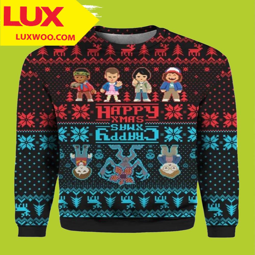 Crappy Xmas Stranger Things Ugly Christmas Sweater 3d