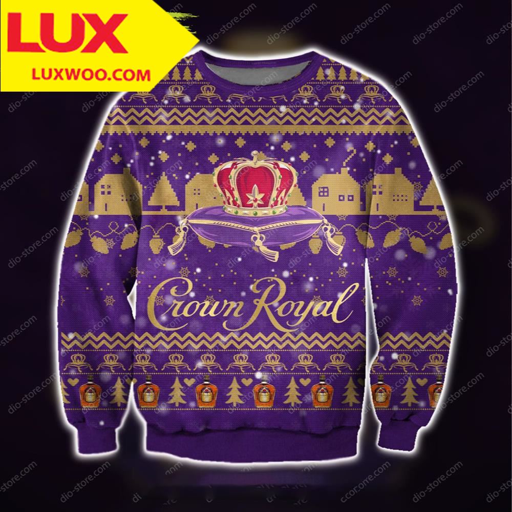 Crown Royal 3d All Over Print Knitting Pattern Crown Royal Ugly Christmas Sweater