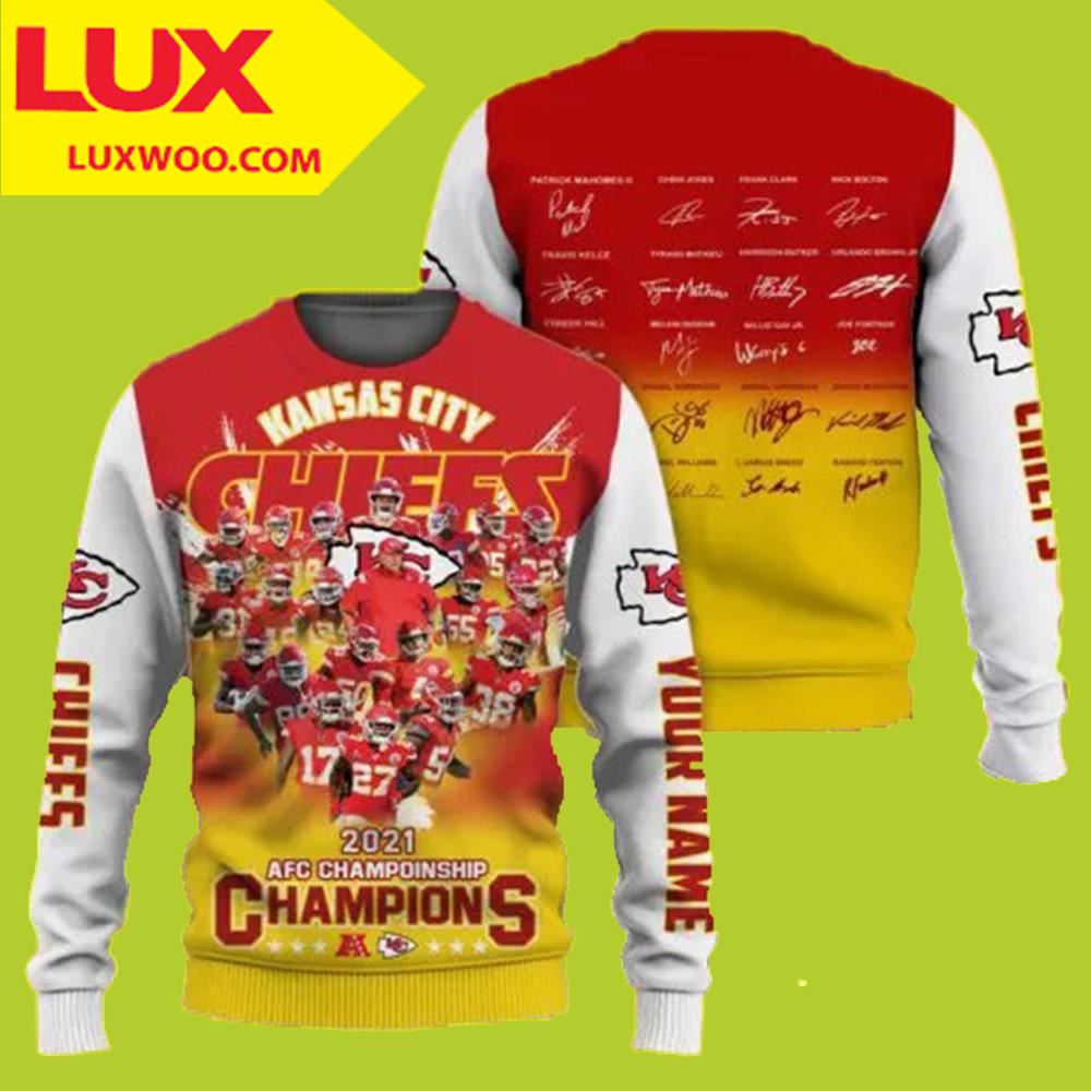 Custom Name Champions 2021 Kansas City Chiefs Ugly Sweater