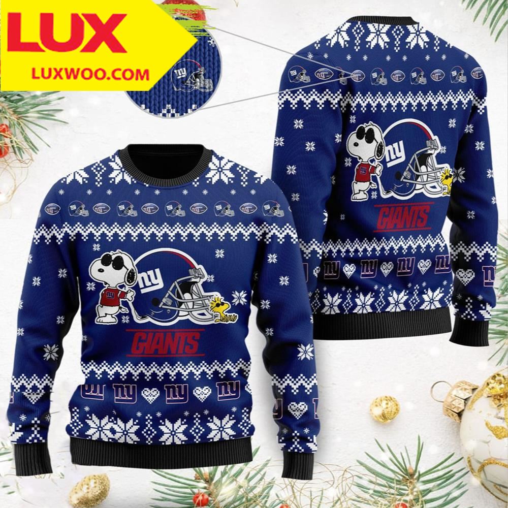 Cute The Snoopy Show Football Helmet 3d New York Giants Ugly Christmas Sweater
