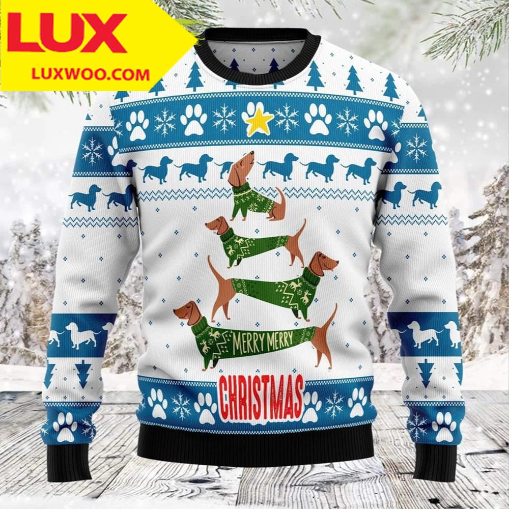 Cute Ugly Christmas Sweater Unisex Dachshund Dog
