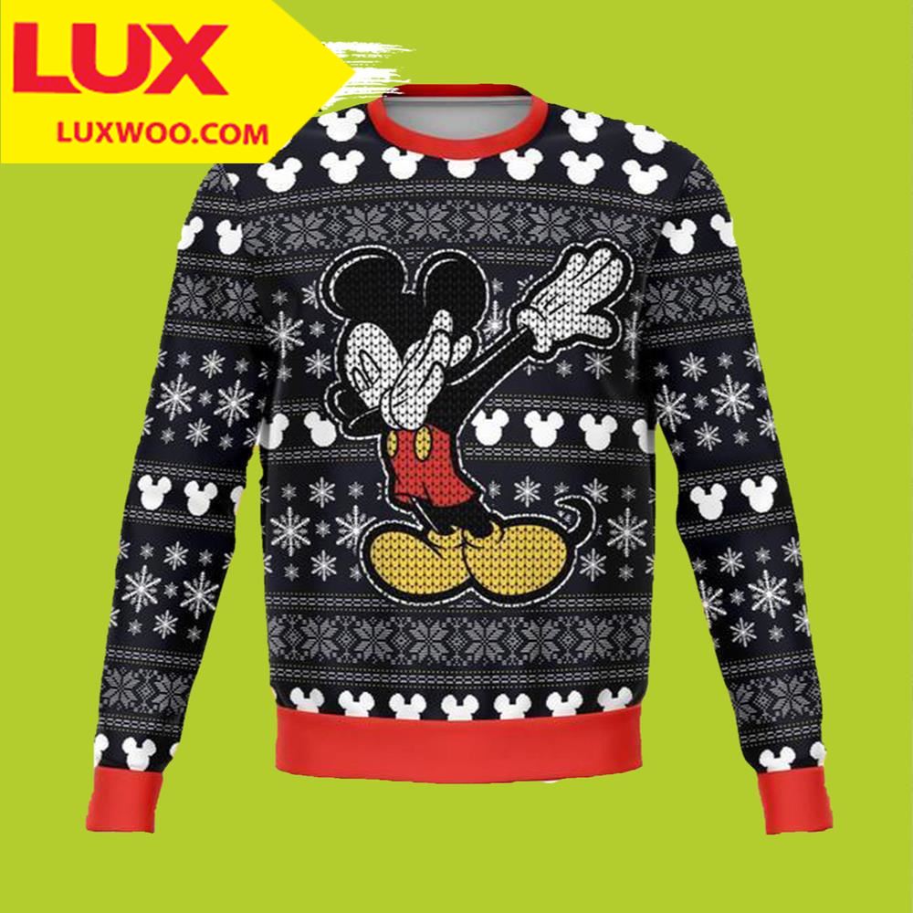 Dabbing Mickey Mouse Thanksgiving Ugly Sweater Merry Christmas