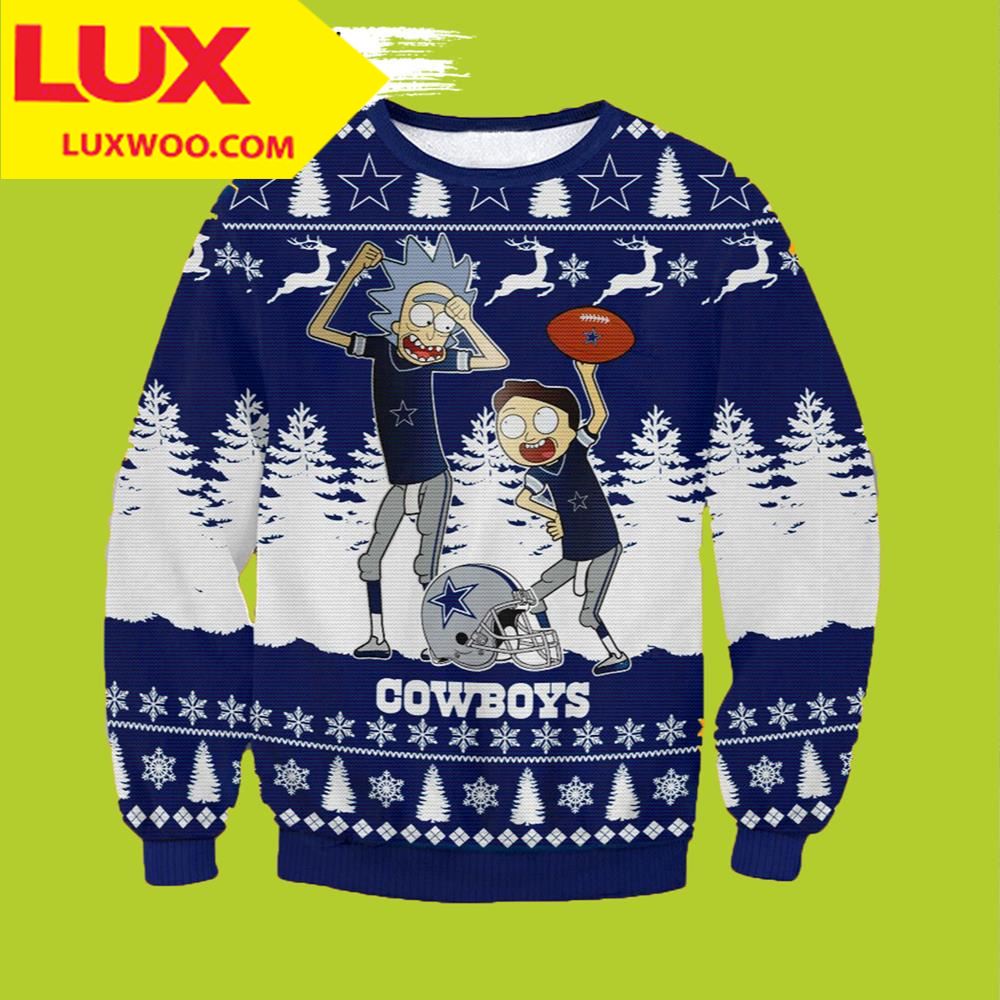 Dallas Cowboys Rick And Morty Ugly Christmas Sweater
