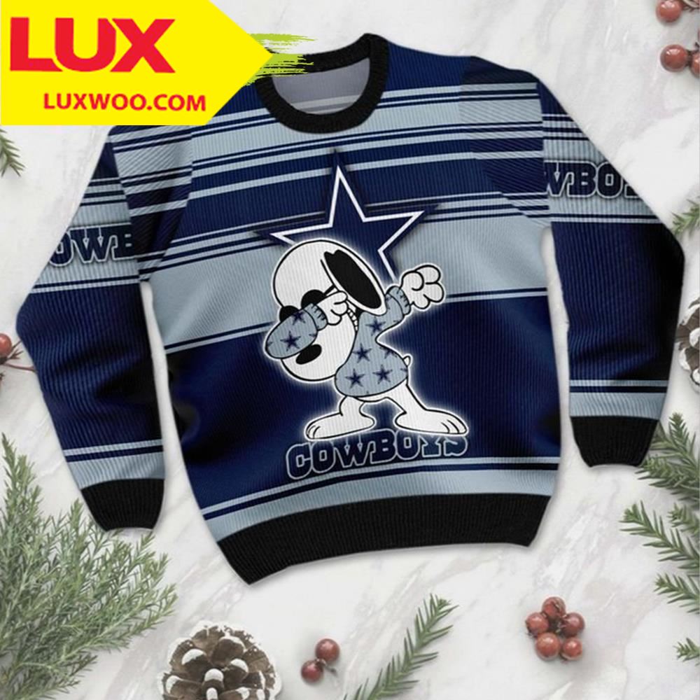 Dallas Cowboys Snoopy Dabbing 3d Ugly Christmas Dallas Cowboys Ugly Christmas Sweater