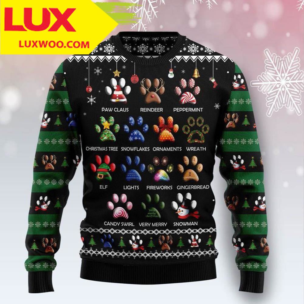 Dog Pawprint Dog Ugly Christmas Sweater