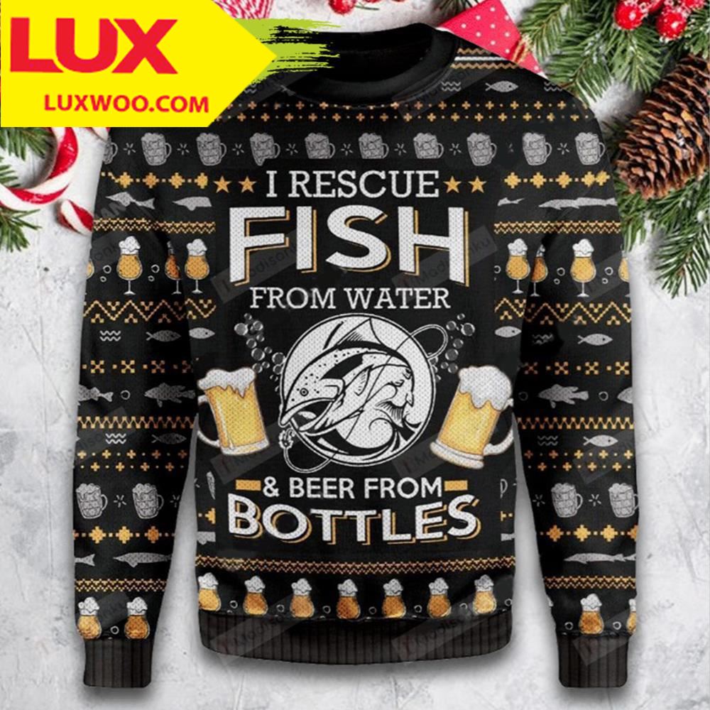 Fish And Beer Ugly Christmas Sweater Unisex