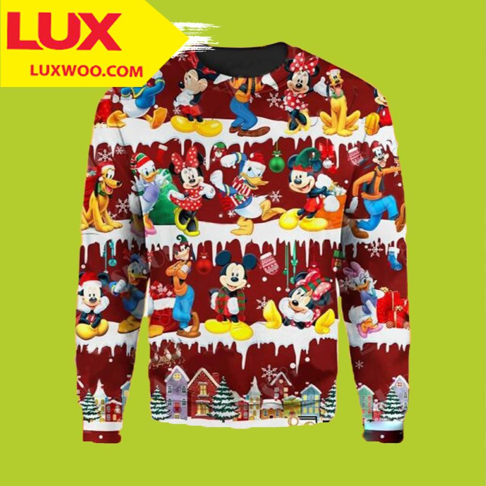 Funny Disney Characters Mickey Mouse Thanksgiving Ugly Sweater