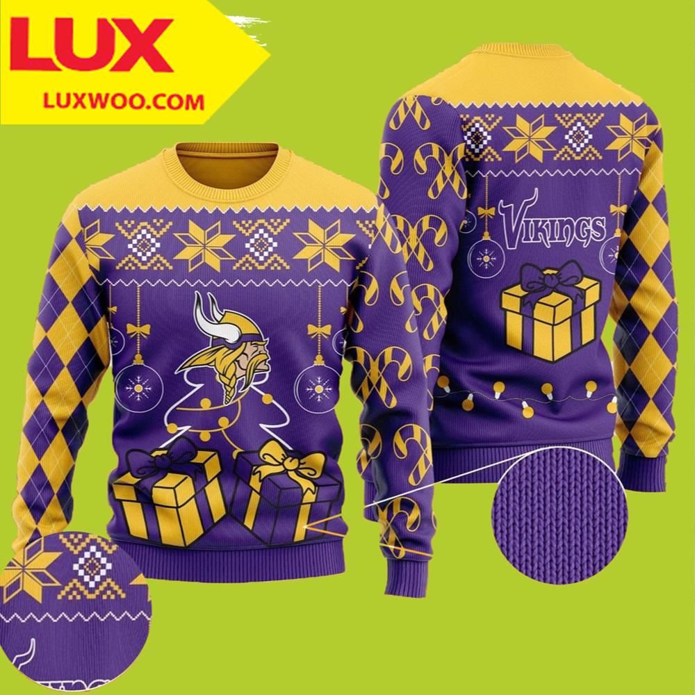 Funny Minnesota Vikings Ugly Christmas Sweater Holiday Xmas Party