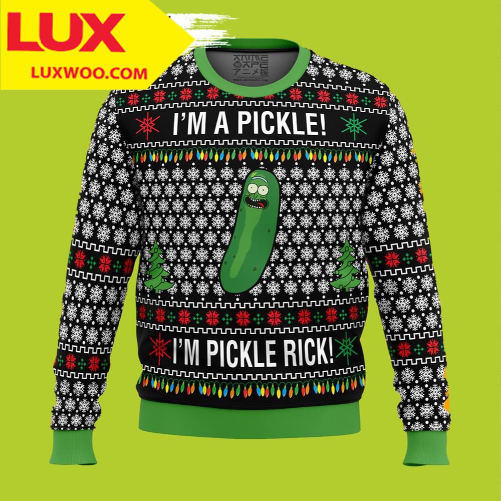 Funny Rick And Morty Ugly Christmas Sweater Pickle Rick