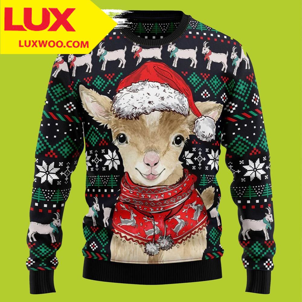 Goat Pig Cute Ugly Christmas Sweater Unisex