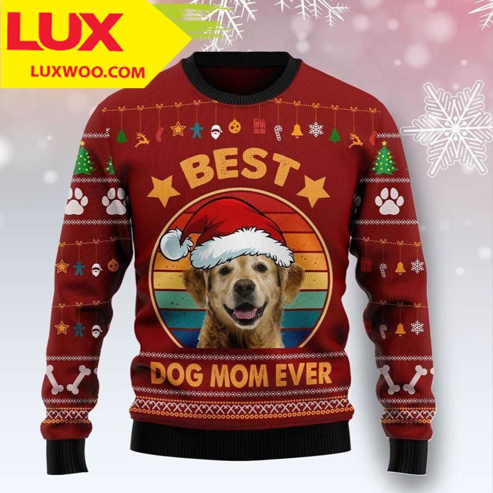 Golden Retriever Best Dog Mom Ever Dog Ugly Christmas Sweater