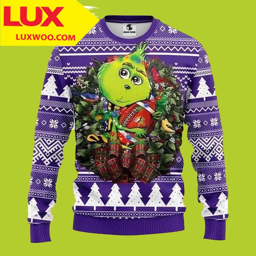 Grinch Hug Minnesota Vikings Ugly Christmas Sweater