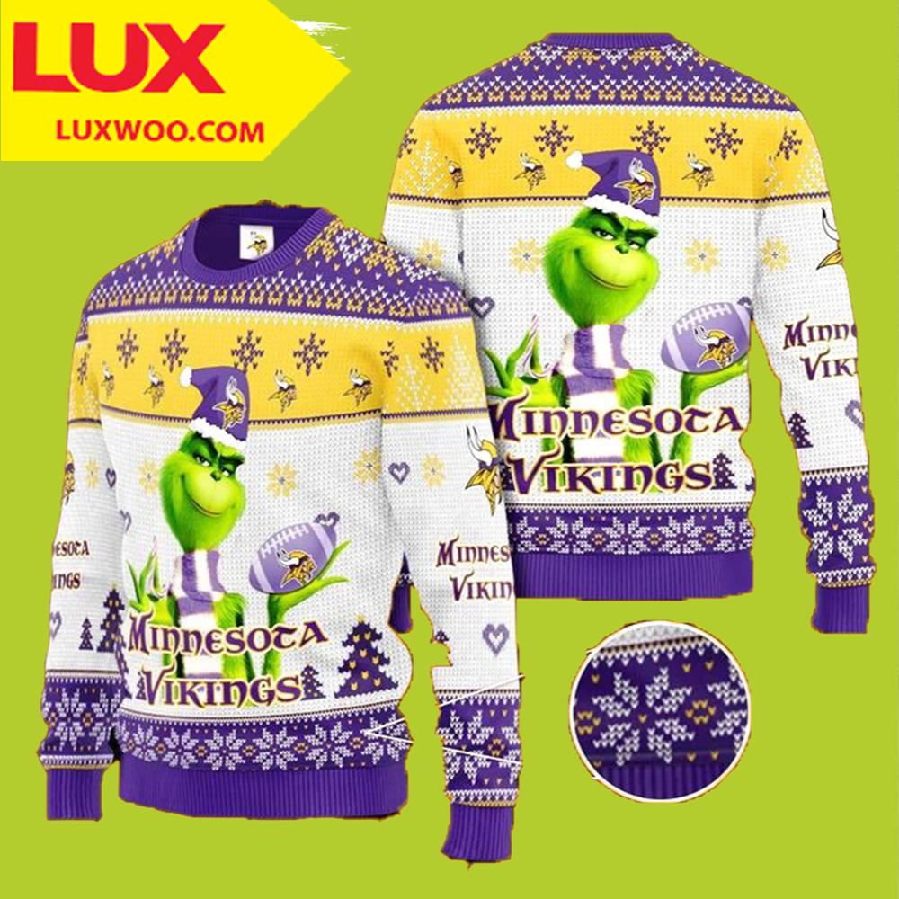 Grinch Knit Minnesota Vikings Ugly Christmas Sweater