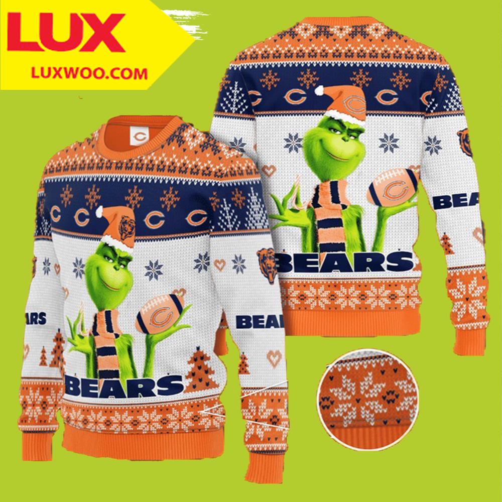 Grinch Ugly Christmas Sweater Chicago Bears