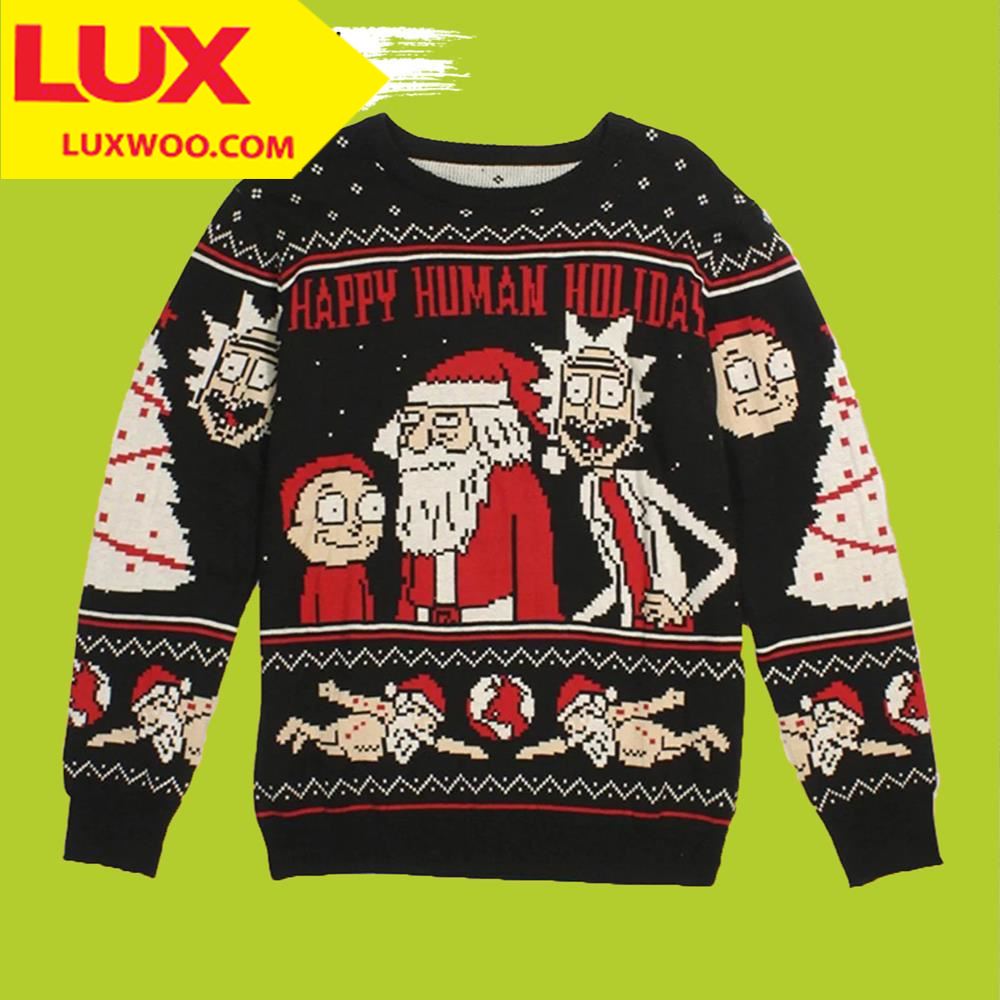 Happy Human Holiday Rick And Morty Ugly Christmas Sweater