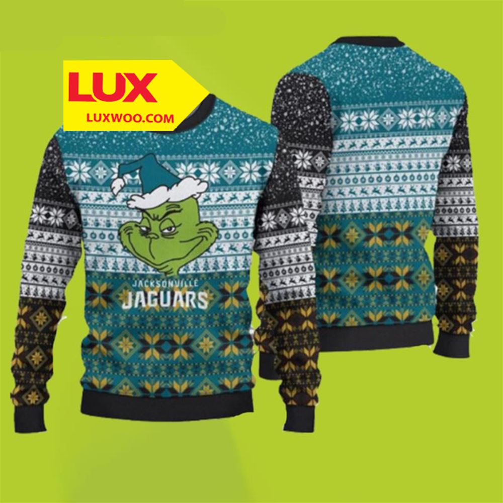 Jacksonville Jaguars Christmas Grinch Ugly Christmas Sweater Jaguars Christmas Sweater