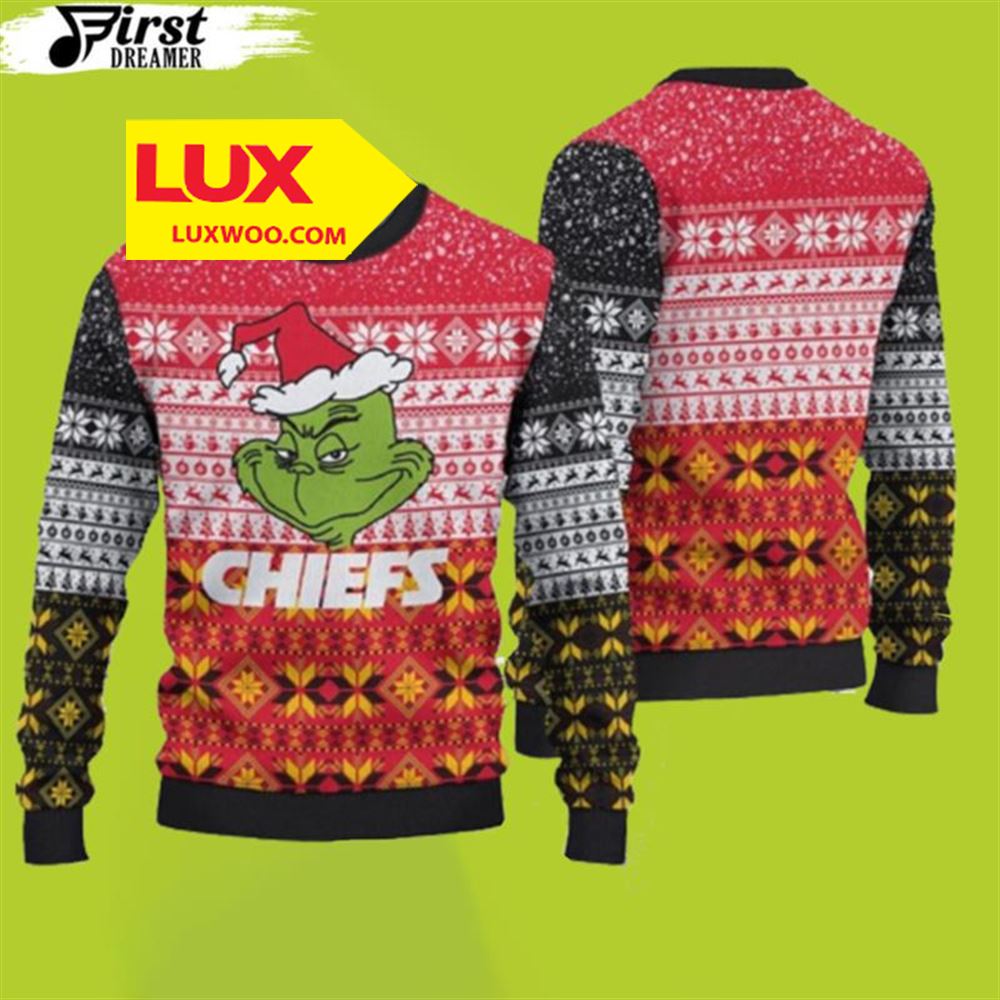 Kansas City Chiefs Christmas Grinch Ugly Christmas Sweater Chiefs Christmas Sweater
