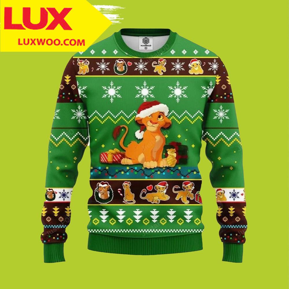 Lion King Simba Disney Ugly Christmas Sweater Green