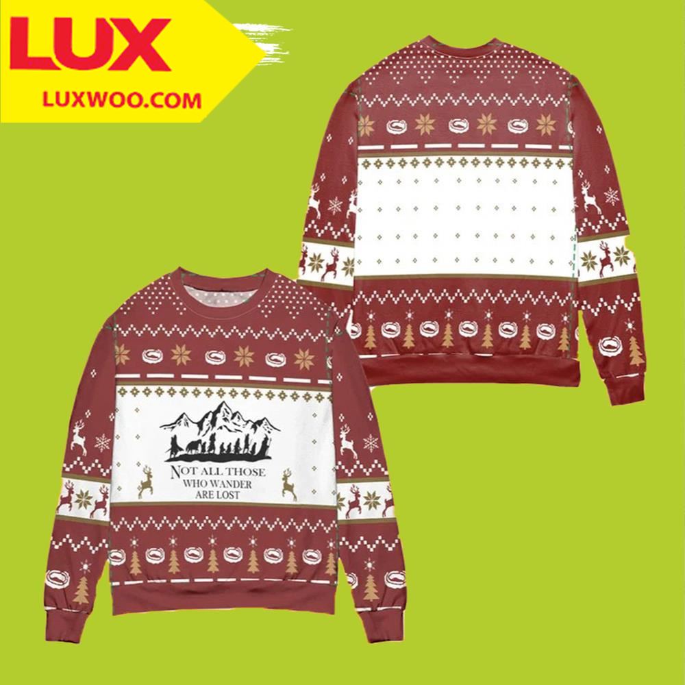 Lord Of The Rings Ugly Christmas Sweater Not All Those Wander Are Lost