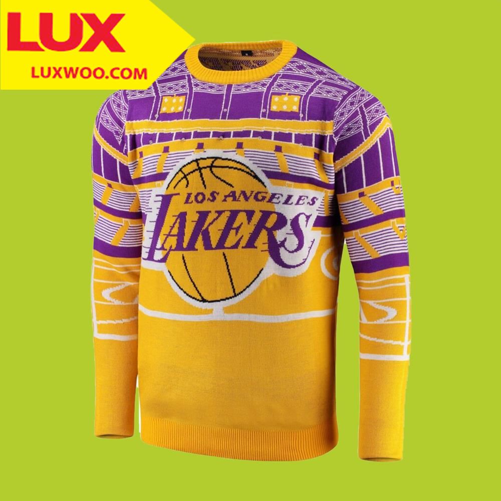 Los Angeles Lakers Courtside Bluetooth Lakers Ugly Christmas Sweater