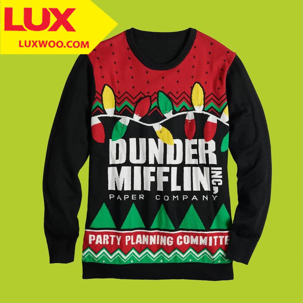 Mens The Office Dunder Mifflin Lightup The Office Ugly Christmas Sweater