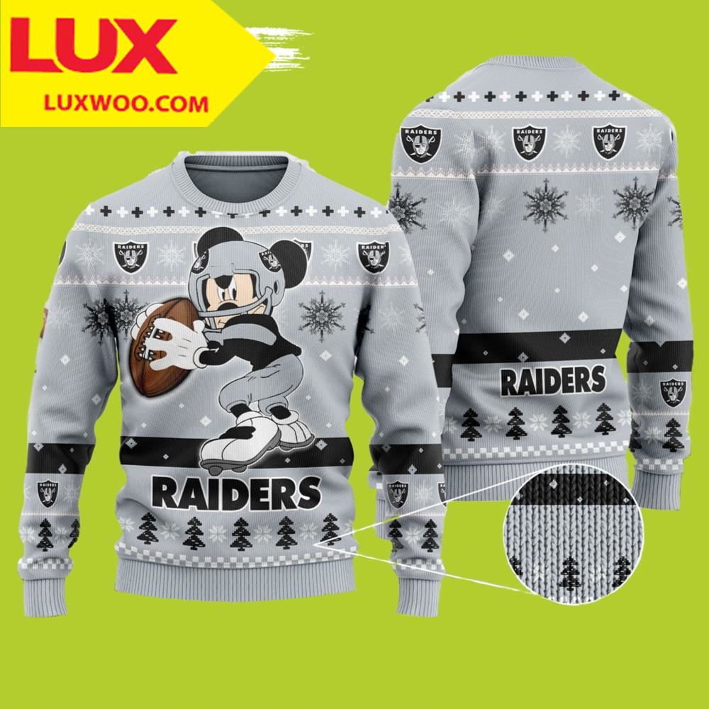 Mickey Mouse Funny Las Vegas Raiders Ugly Christmas Sweater