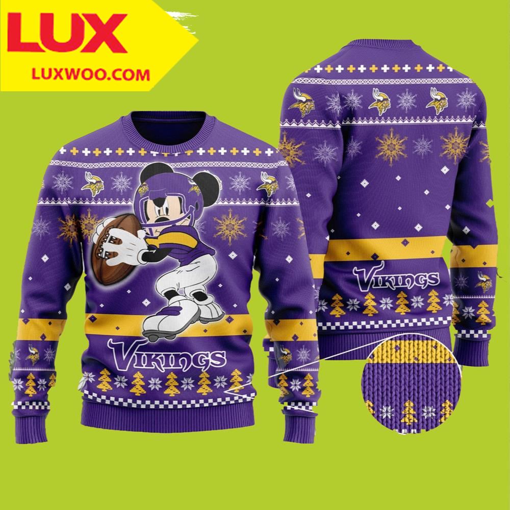 Mickey Mouse Funny Minnesota Vikings Ugly Christmas Sweater