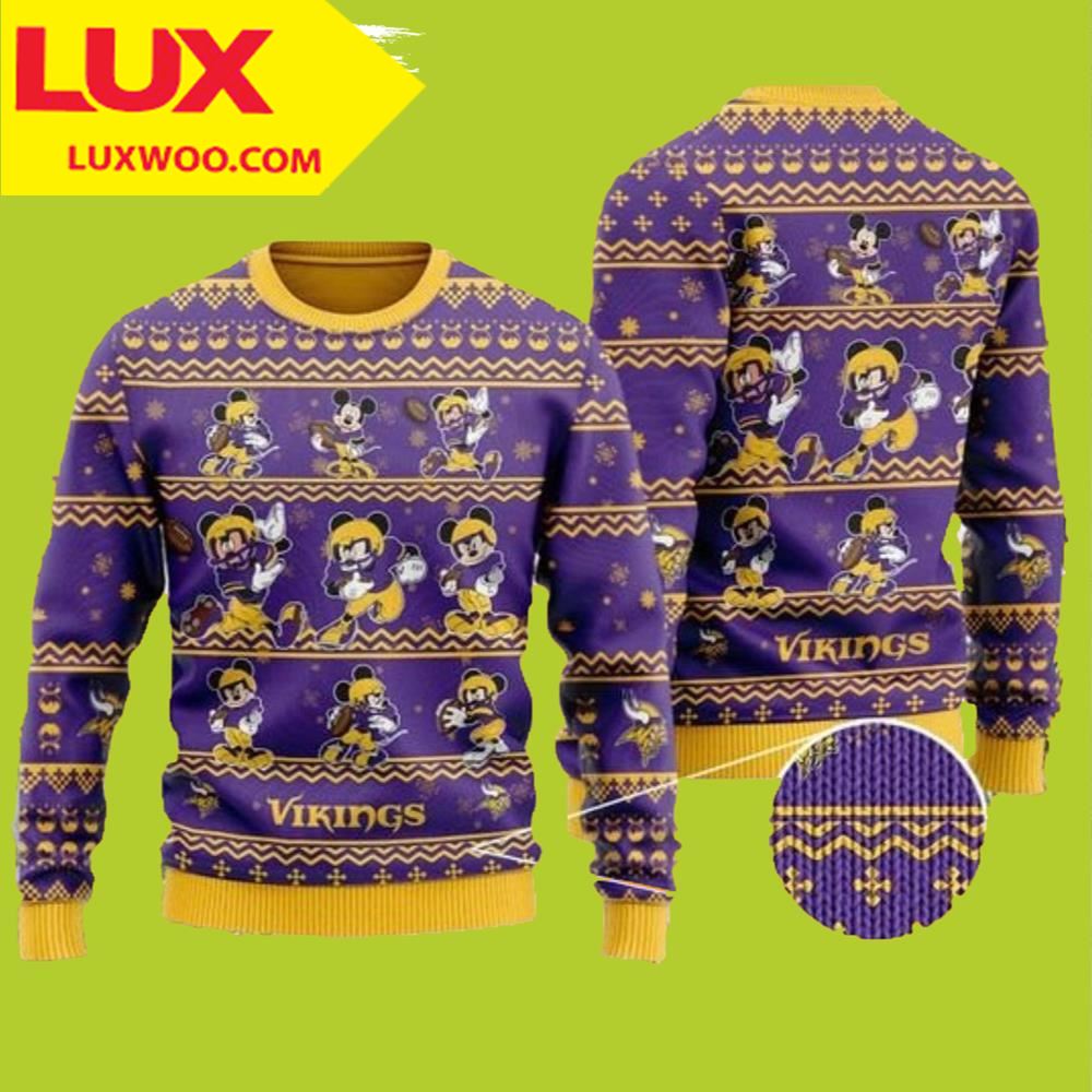 Mickey Mouse Minnesota Vikings Ugly Christmas Sweater