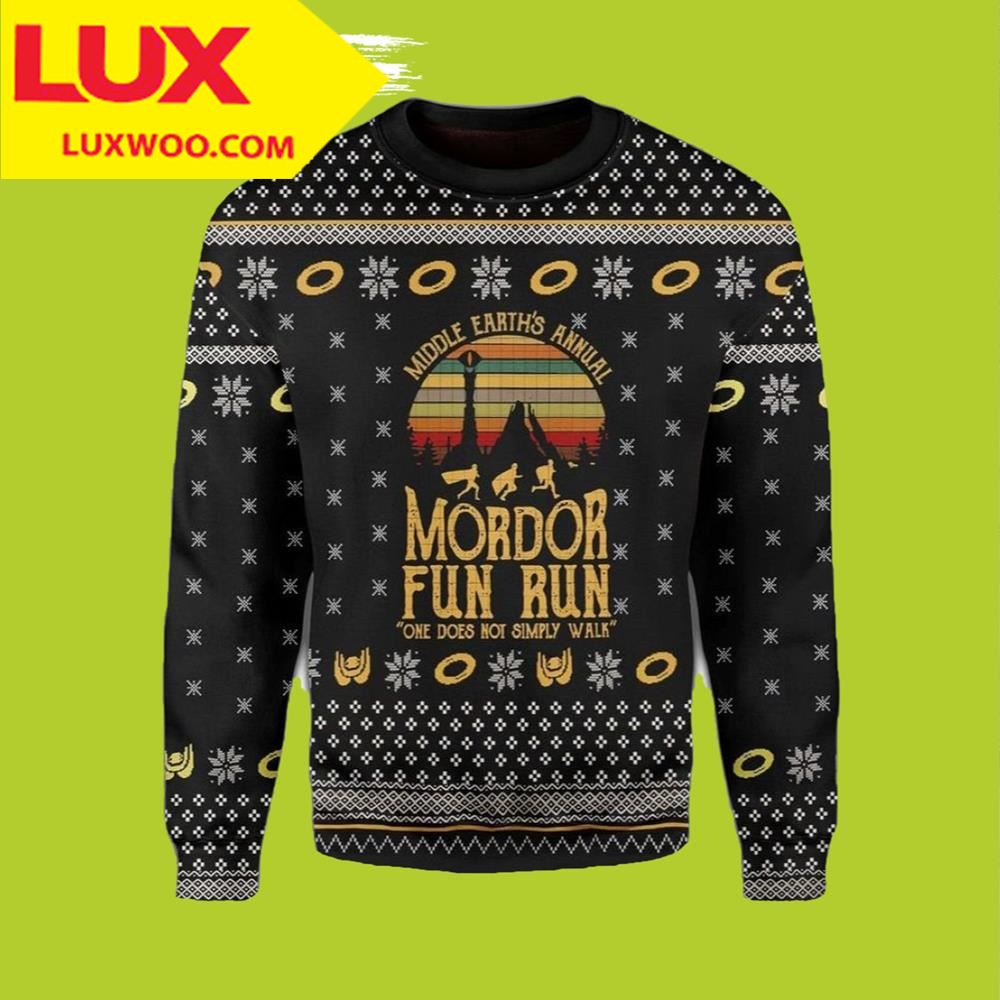 Middle Earths Annual Fun Run Mordor Lord Of The Rings Ugly Christmas Sweater