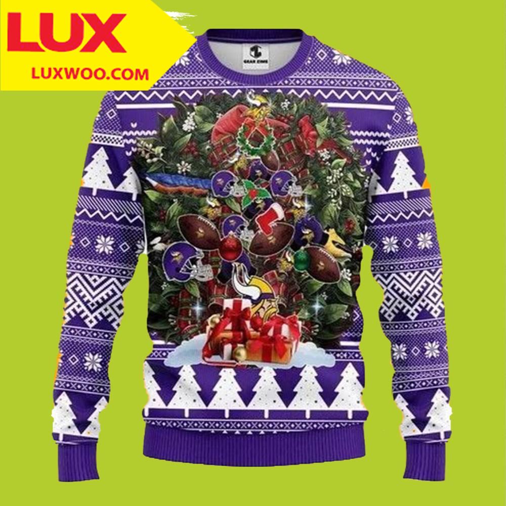 Minnesota Vikings Ugly Christmas Sweater Tree Christmas For Fans