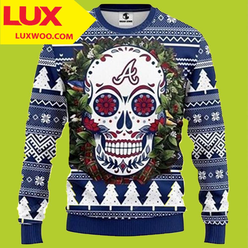 Mlb Atlanta Braves Skull Ugly Christmas Sweater