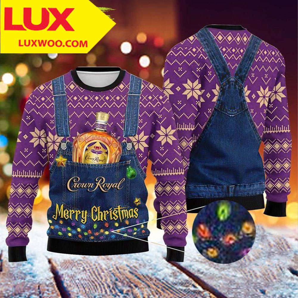 New Merry Christmas Crown Royal Ugly Holiday Ugly Sweater