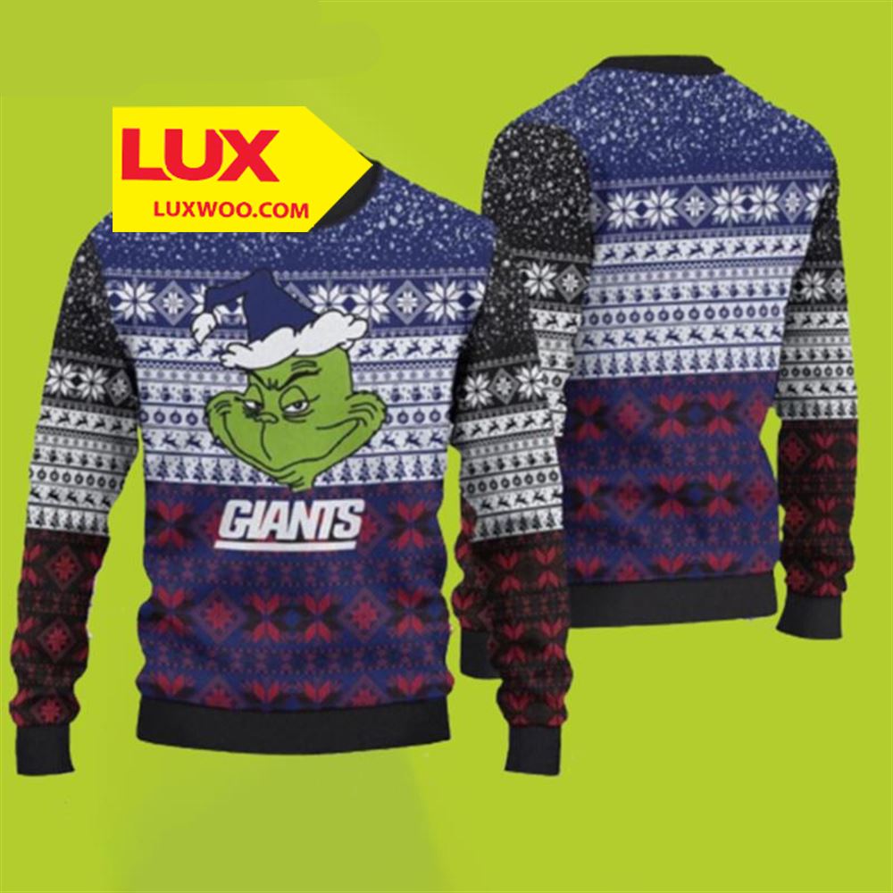 New York Giants Christmas Grinch Ugly Christmas Sweater Giants Christmas Sweater