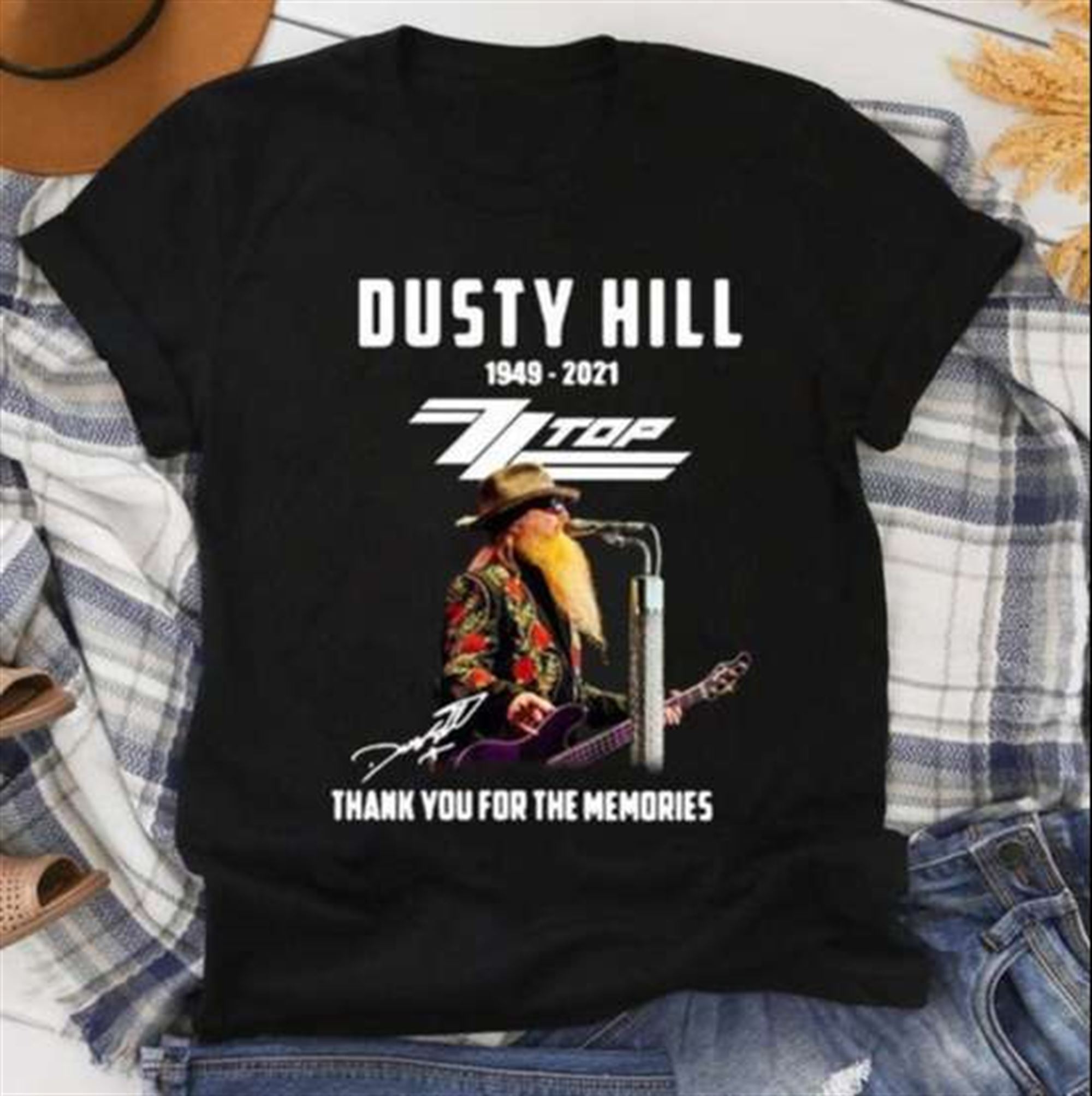 Dusty Hill Zztop 1949-2021 Thank You For The Memories T Shirt Full Size Up To 5xl