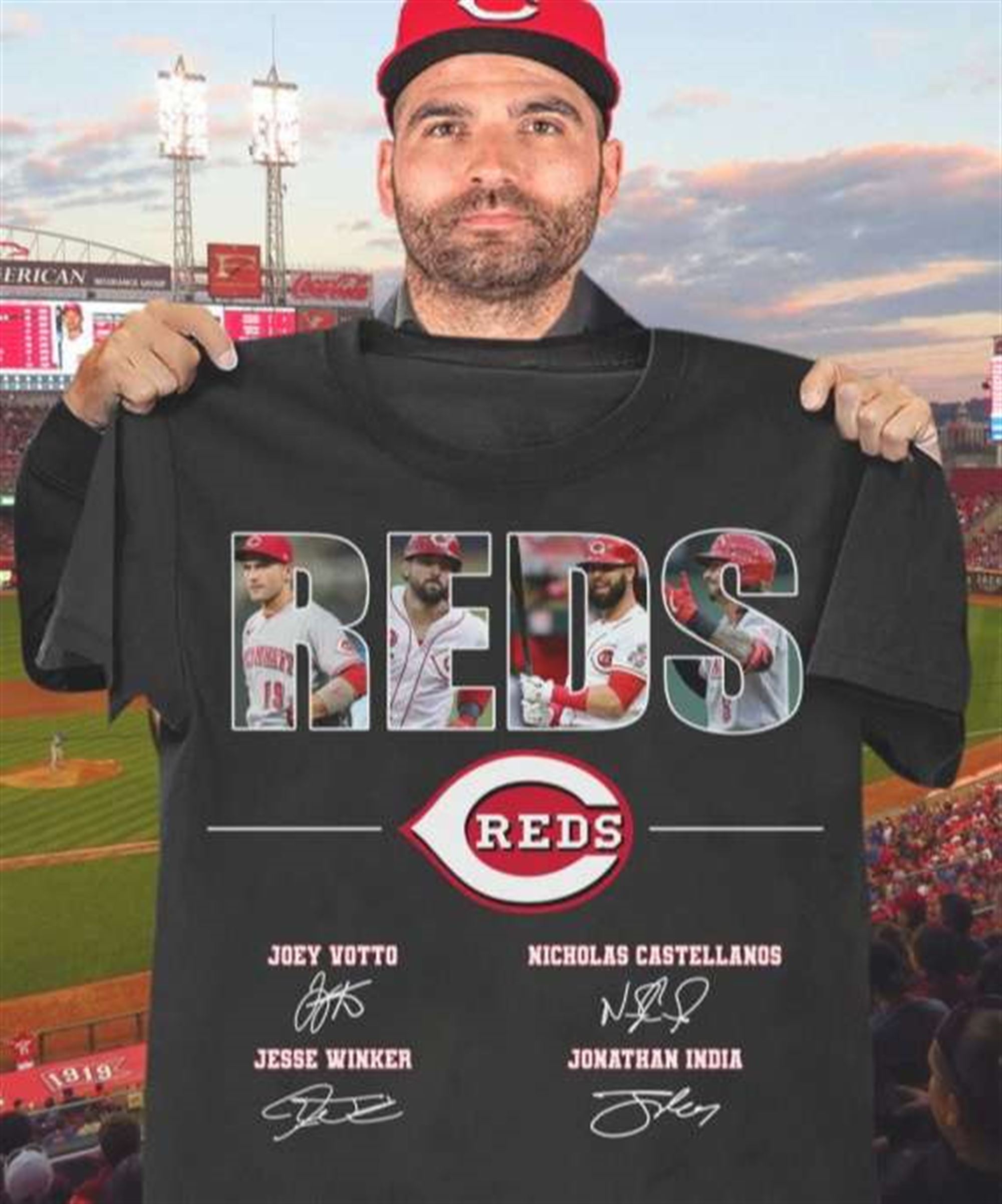 Reds Jesse Winker Joey Votto Nicholas Castellanos Jonathan India Signature T Shirt Full Size Up To 5xl
