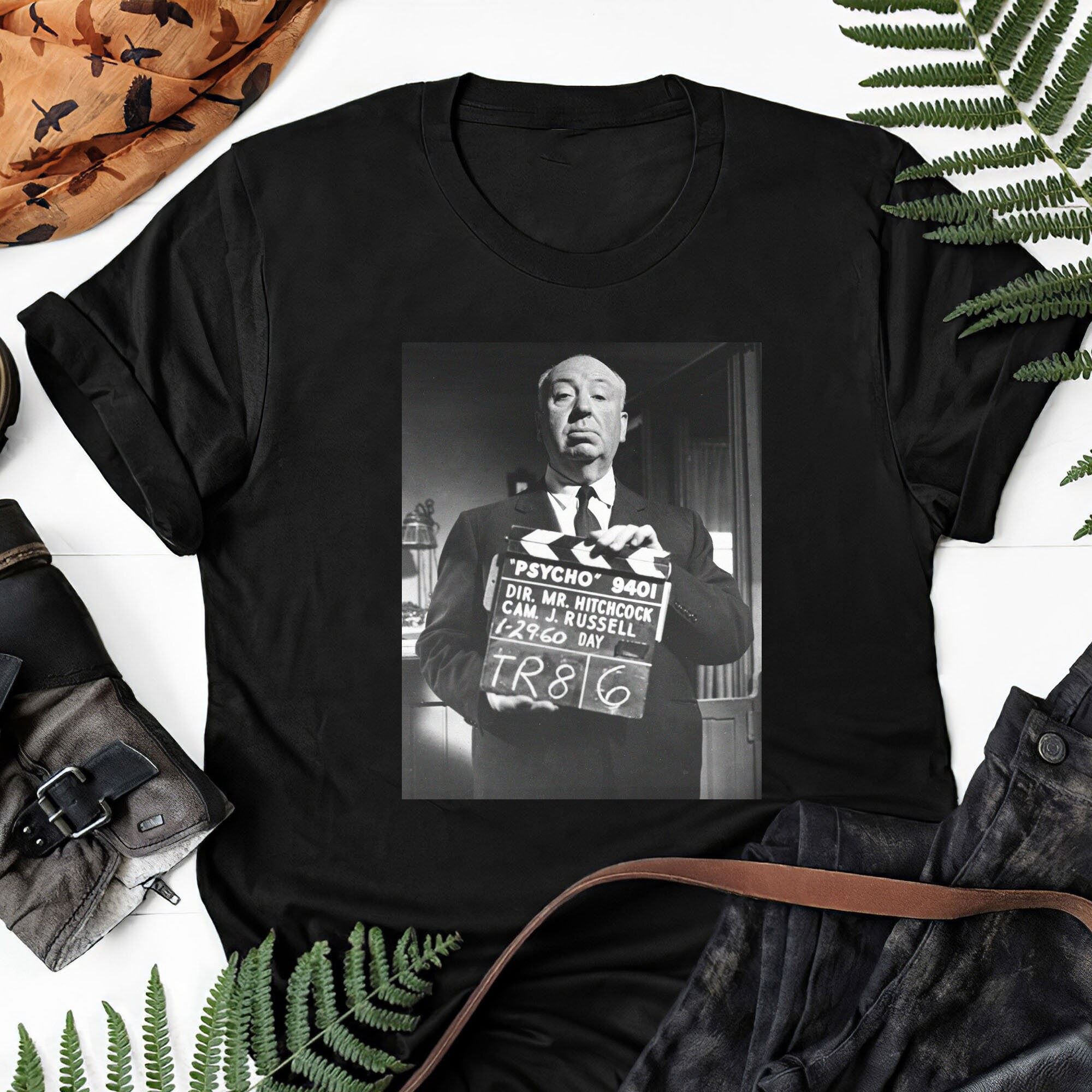 Alfred Hitchcock Poster Psycho Gift Tee For Men Women Unisex T-shirt