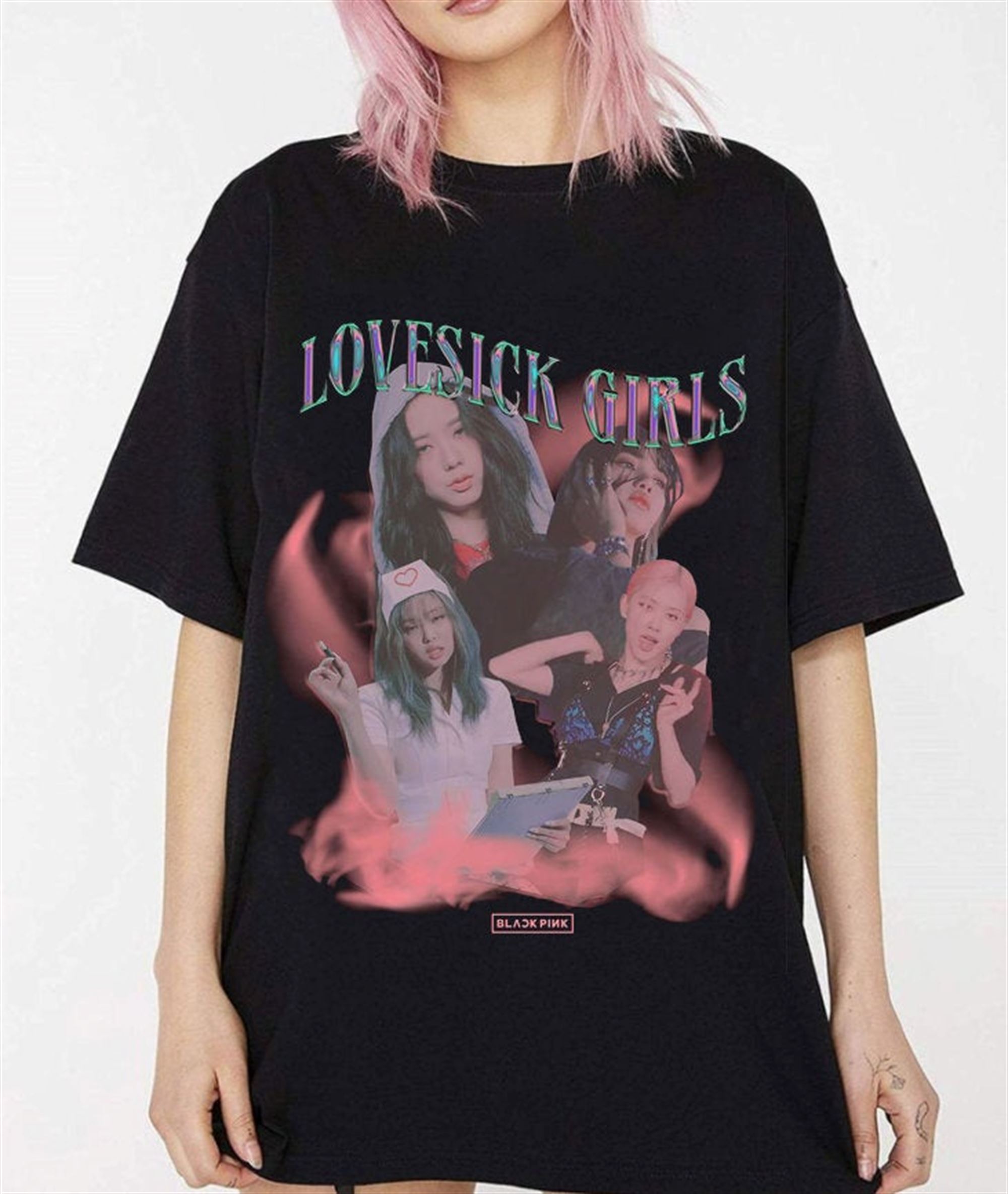 Blackpink T Shirt Love Sick Band Logo New Official Mens Black Size XXL 
