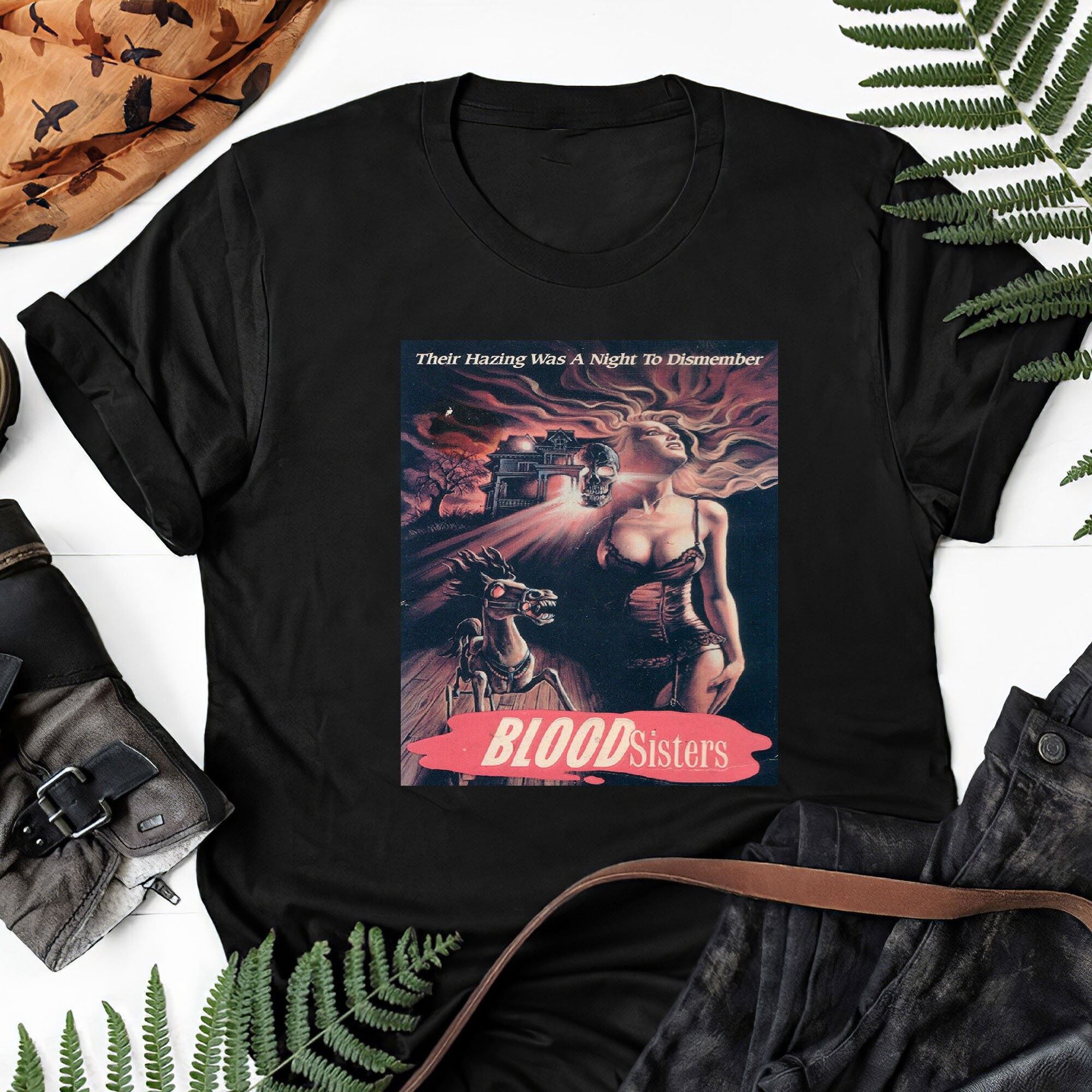Blood Sisters Movie Poster Horror 80s Vhs Art Gift Tee For Men Women Unisex T-shirt