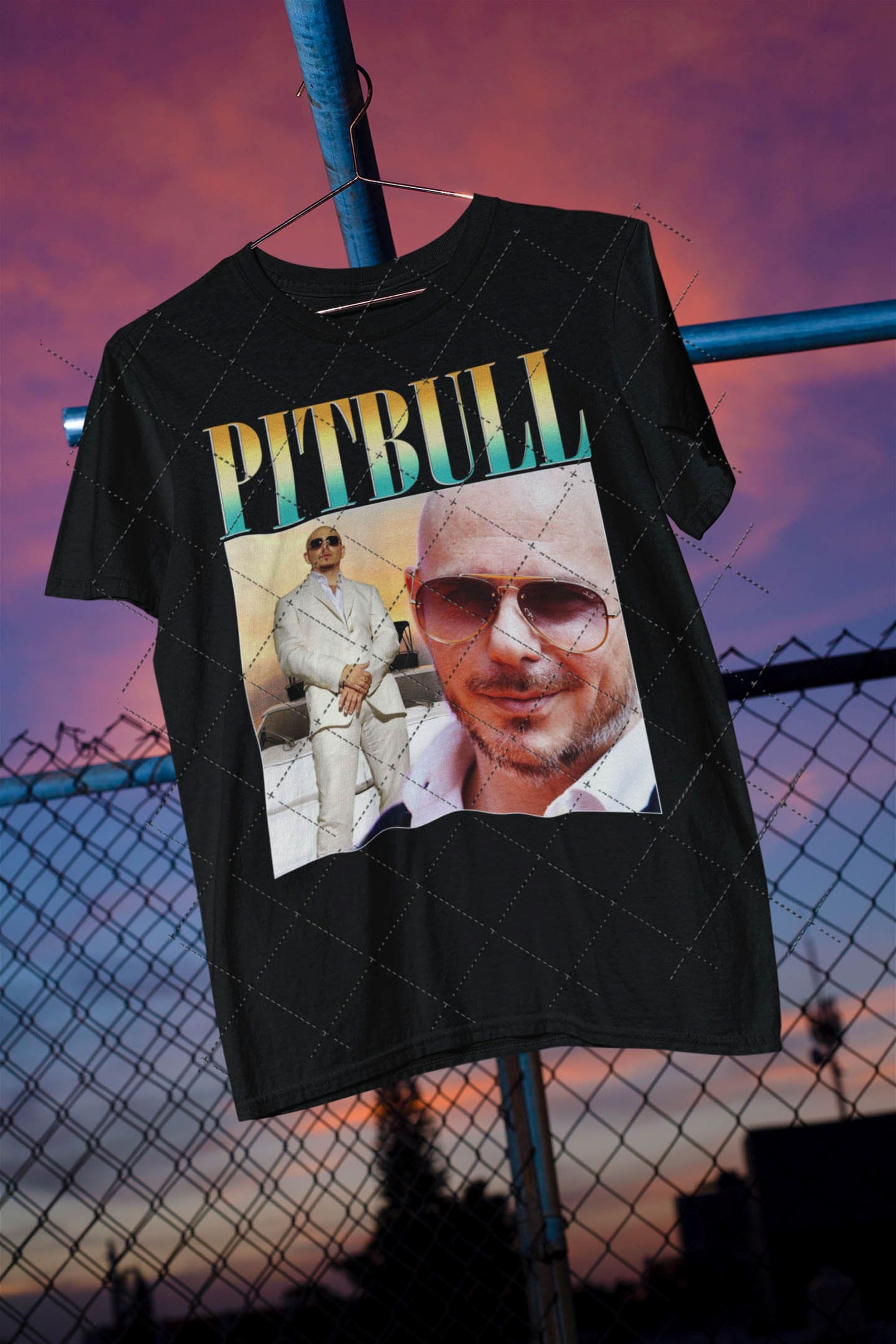 Pitbull Vintage T Shirt Bootleg Rap Tee Short-sleeve Unisex Black ...