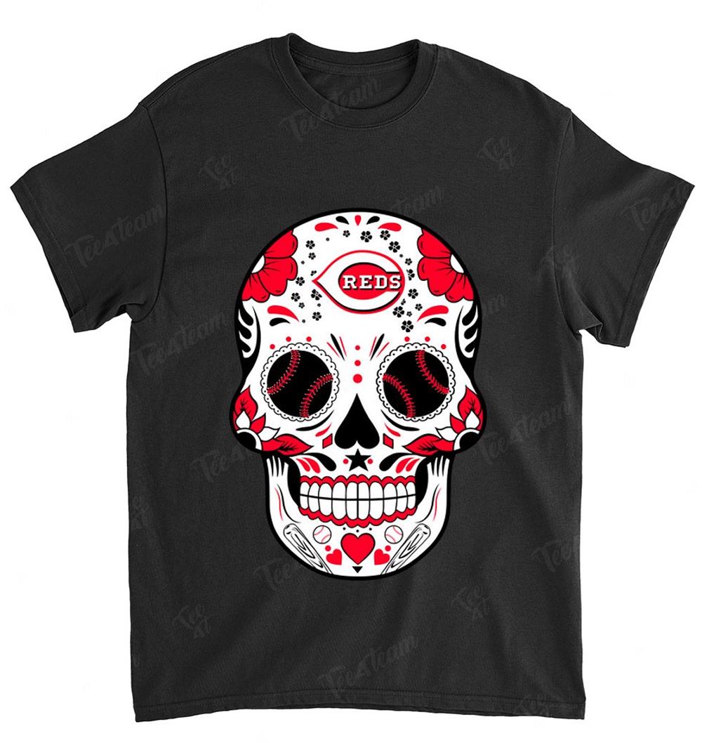 Mlb Cincinnati Reds 081 Skull Rock With Flower Shirt