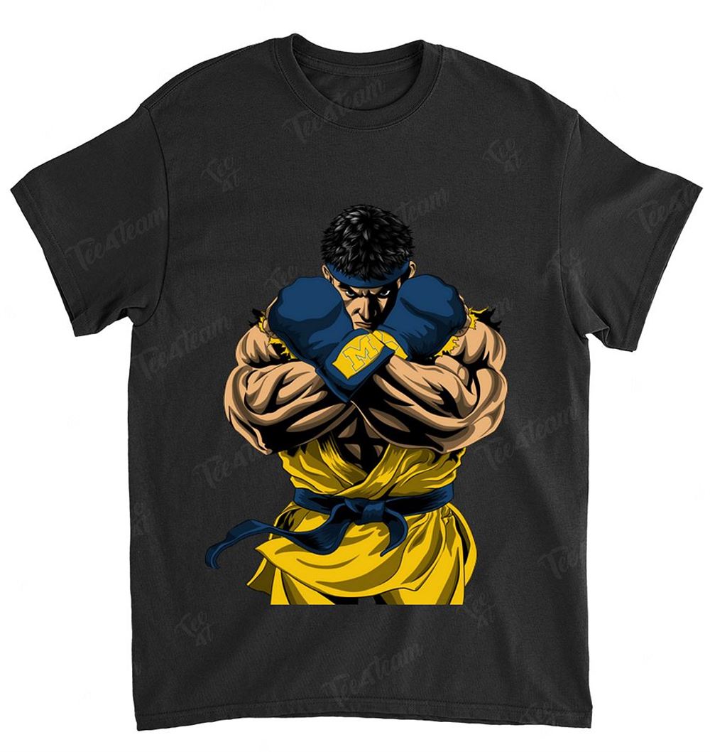 Ncaa Michigan Wolverines 048 Ryu Nintendo Street Fighter T-shirt