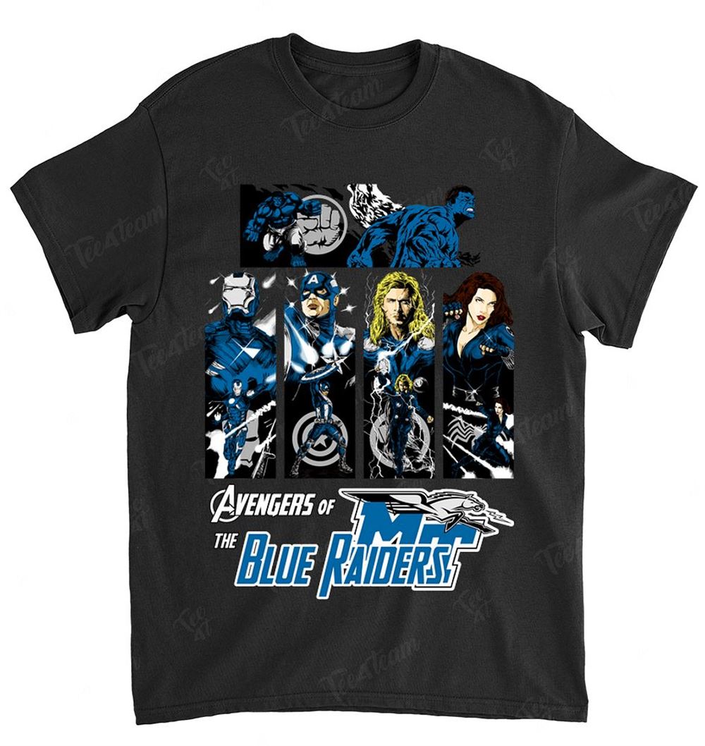NCAA Middle Tennessee Blue Raiders 028 Avengers Dc Marvel Jersey Superhero Avenger Shirt Tshirt For Fan