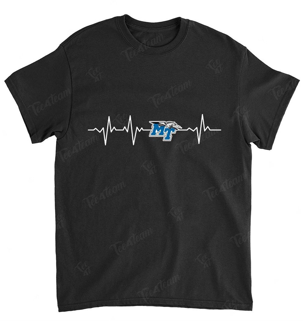 NCAA Middle Tennessee Blue Raiders 051 Heartbeat With Logo Shirt Size S-5xl