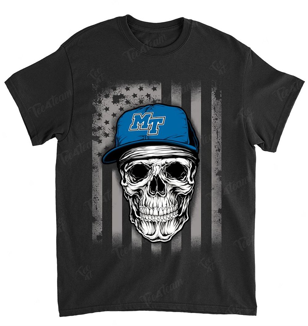 NCAA Middle Tennessee Blue Raiders 078 Skull Rock With Hat Shirt Gift For Fan