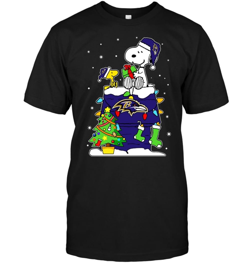 Baltimore Ravens Snoopy Woodstock Christmas Shirt