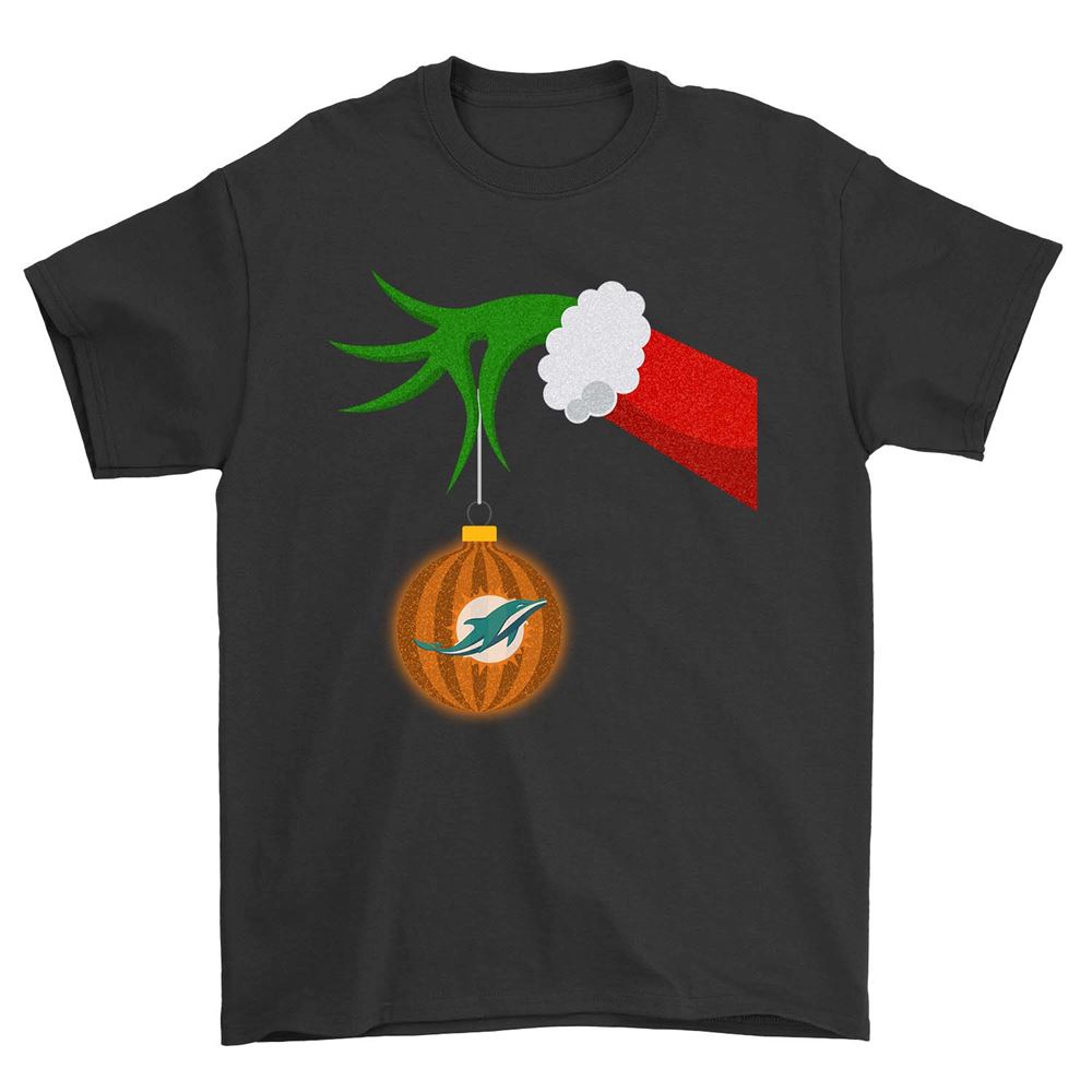 Grinch Hand Merry Christmas Miami Dolphins Shirt Tshirt For Fan