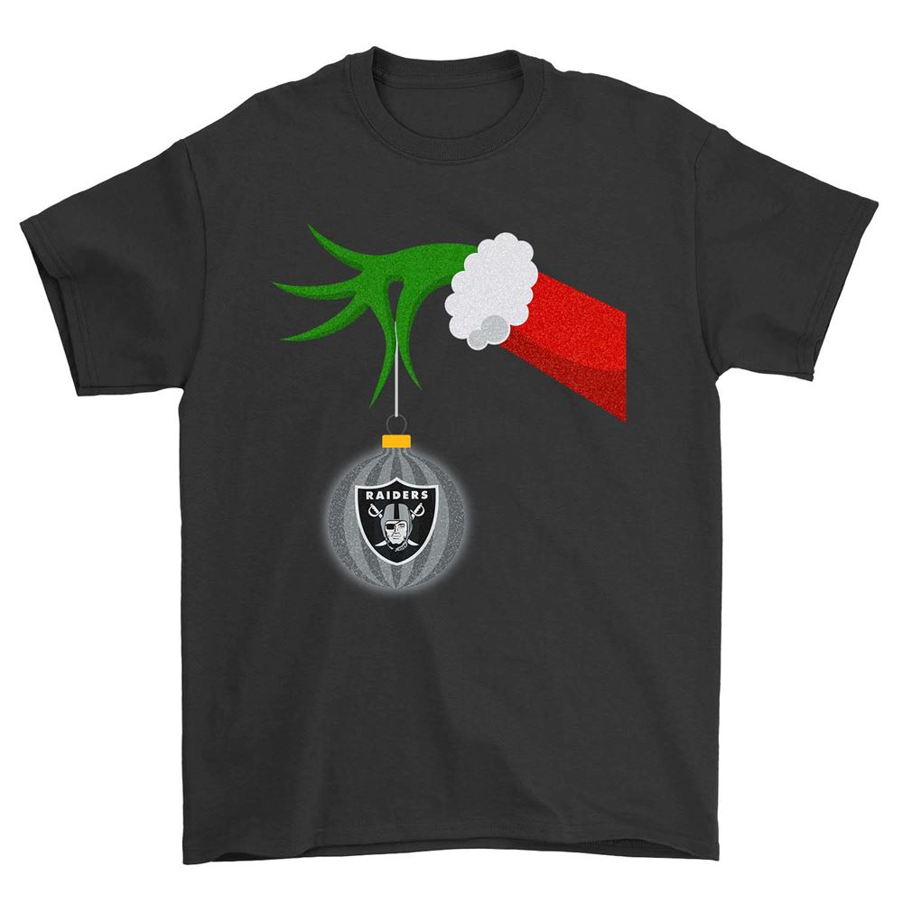 Grinch Hand Merry Christmas Oakland Las Vergas Raiders Shirt Tshirt For Fan
