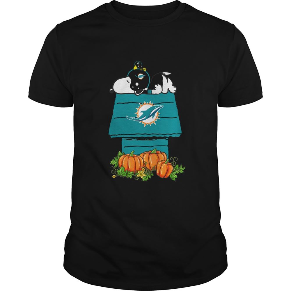 Miami Dolphins Snoopy Pumpkin House NFL Shirt Tshirt For Fan
