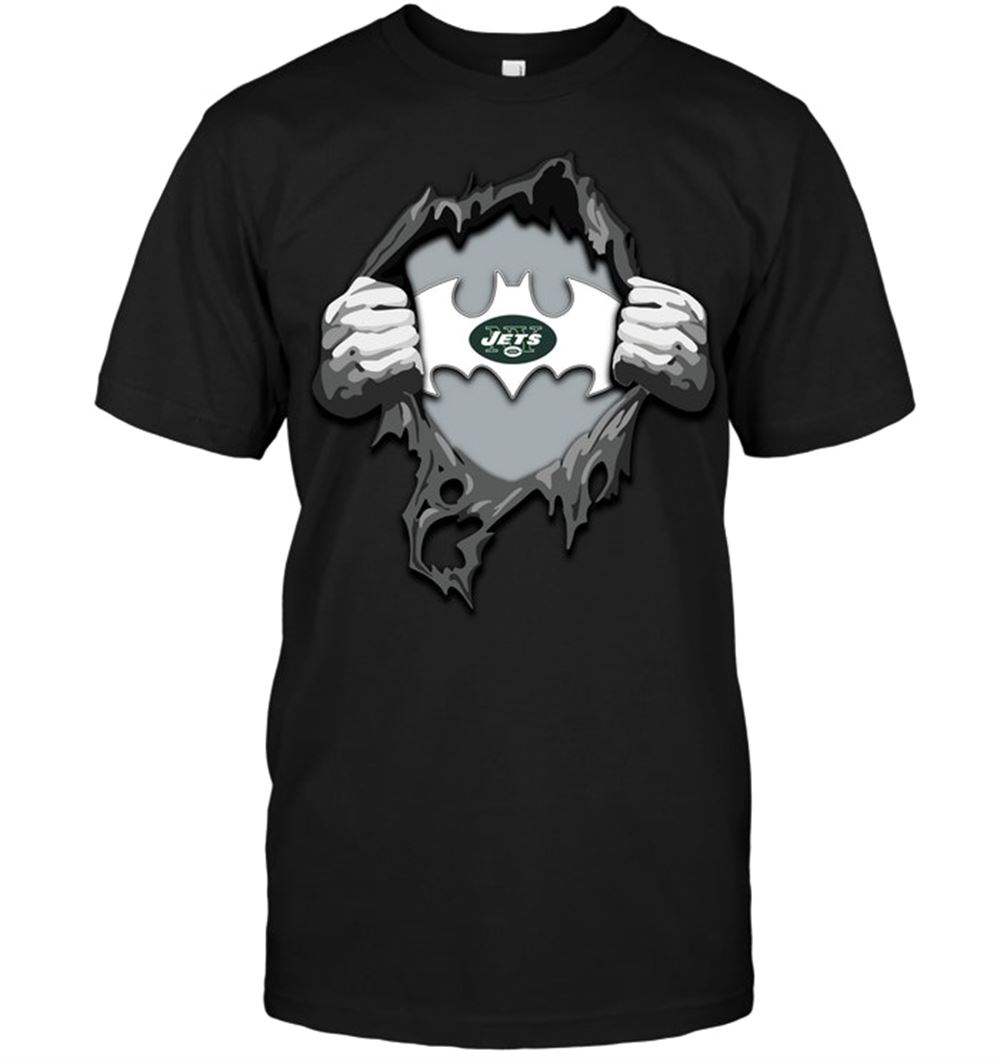 New York Jets Ripping Tearing Through Logo Batman Shirt Full Size Up To 5xl
